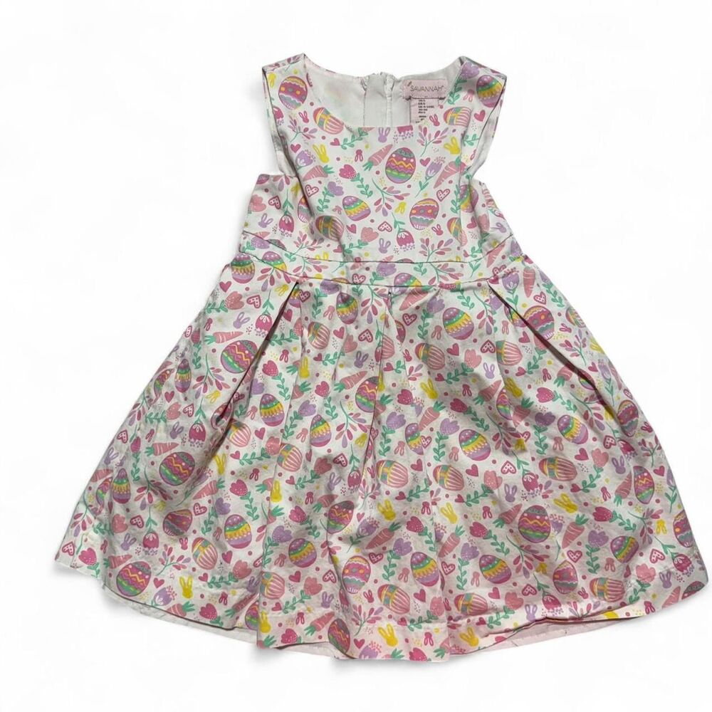 Savannah Easter Egg Bunny Pastel A-Line Pleated Dress Size 5